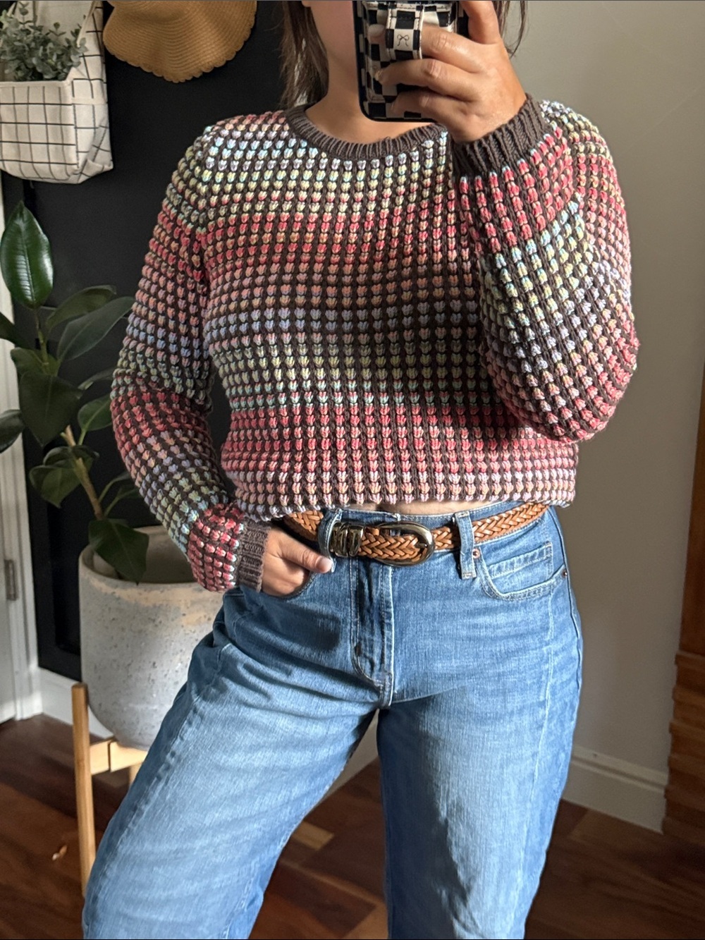 Vintage Liz Claiborne Cotton Blend Heavy Knit Multicolor Sweater. M